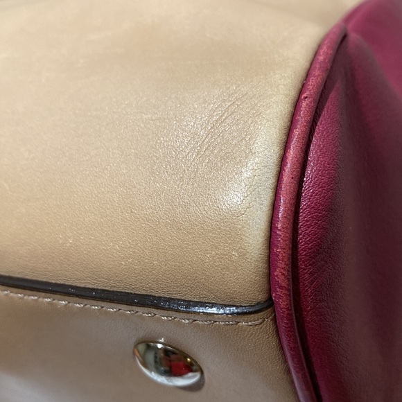 COACH (No. C1373-25807) Legacy “Haley” 2-Tone (Tan/Burgundy) Large Satchel - Picture 12 of 16